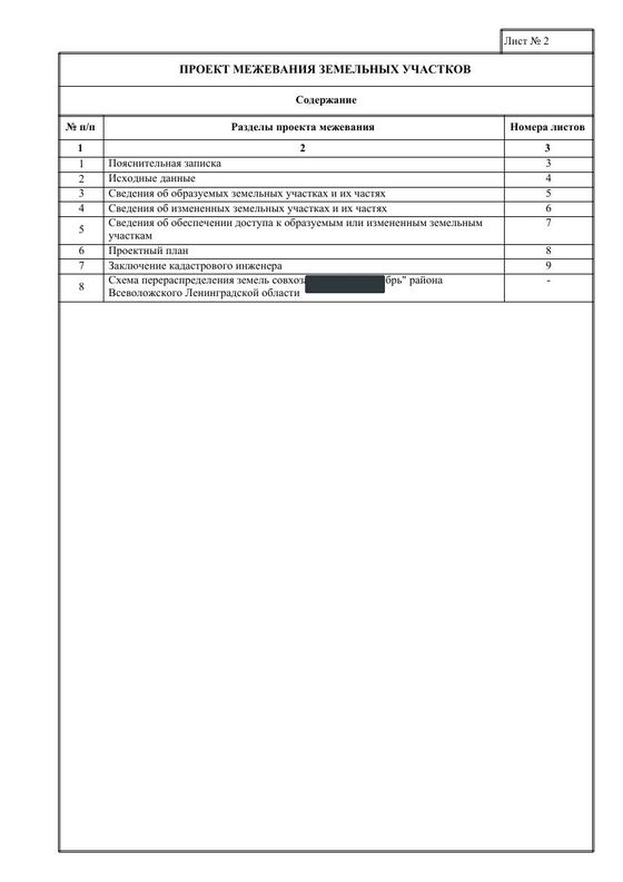 Содержание проекта межевания при выделе доли земельного участка